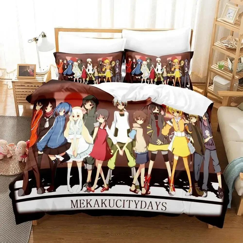 Kagerou Project Bettwäsche-Set, Einzelbett, Doppelbett, Queensize-Bett, Kingsize-Bett, Bettbezug-Set für Erwachsene und Kinder, 3D-Anime-Bettlaken-Set