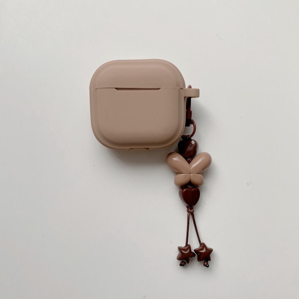 Simple solid color square earphone cover for Apple AirPods 1 /1 generation love butterfly pendant case PRO1/1