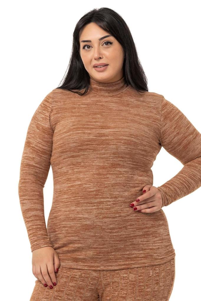 Women's Style Big Size Body Plus Size Half Turtleneck Long Sleeve Knitwear Black Body