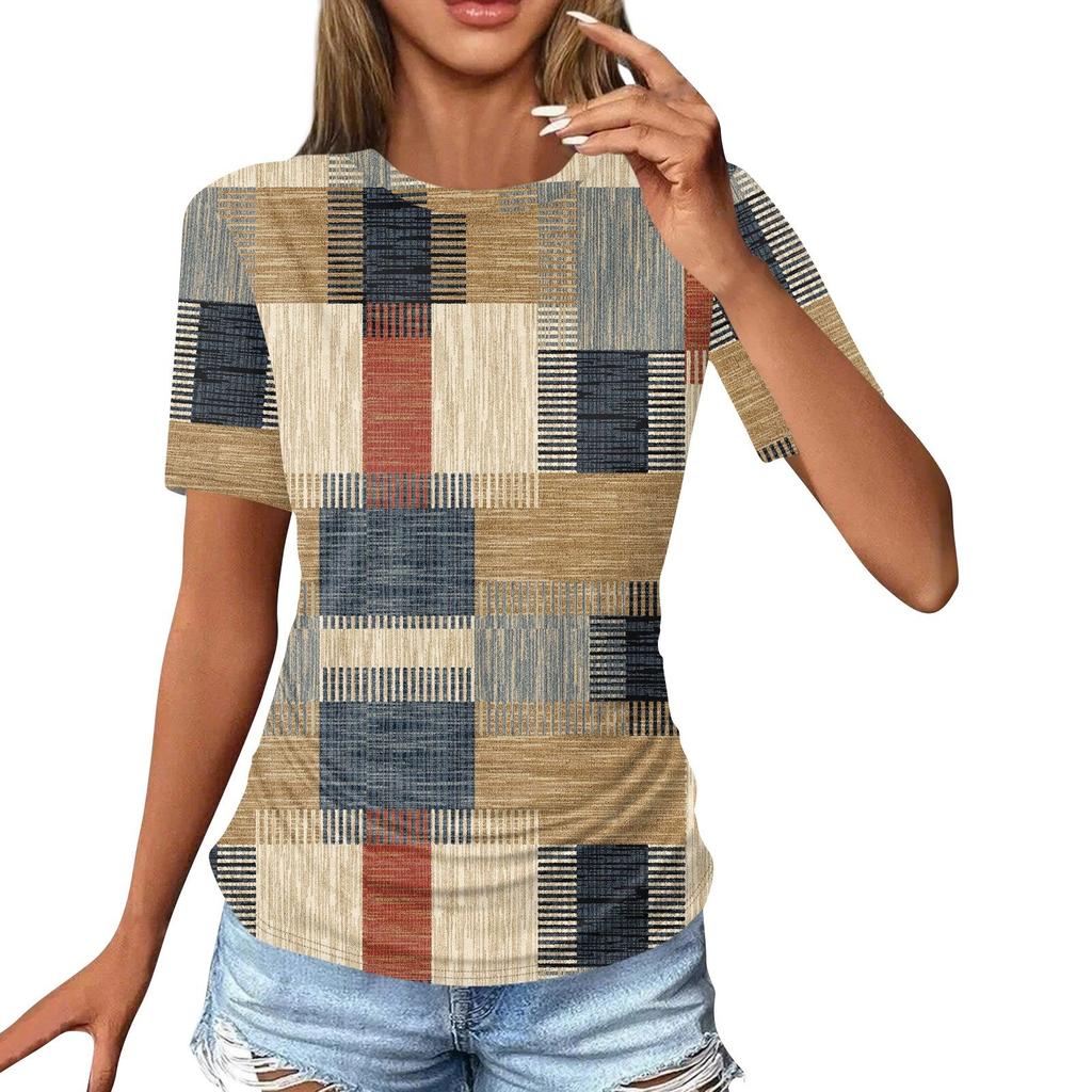 Tricouri Damă Moda Casual Topuri Gât rotund Mânecă scurtă Imprimată Tunica