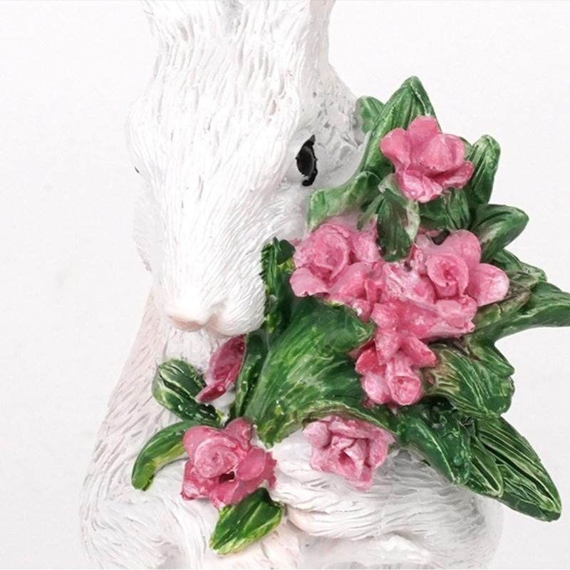 Resin Bunnies Figurine Easter Rabbit Statue Indoor Easter Decoration Modern Art Spring Home Decors,Bunnies Sculpture