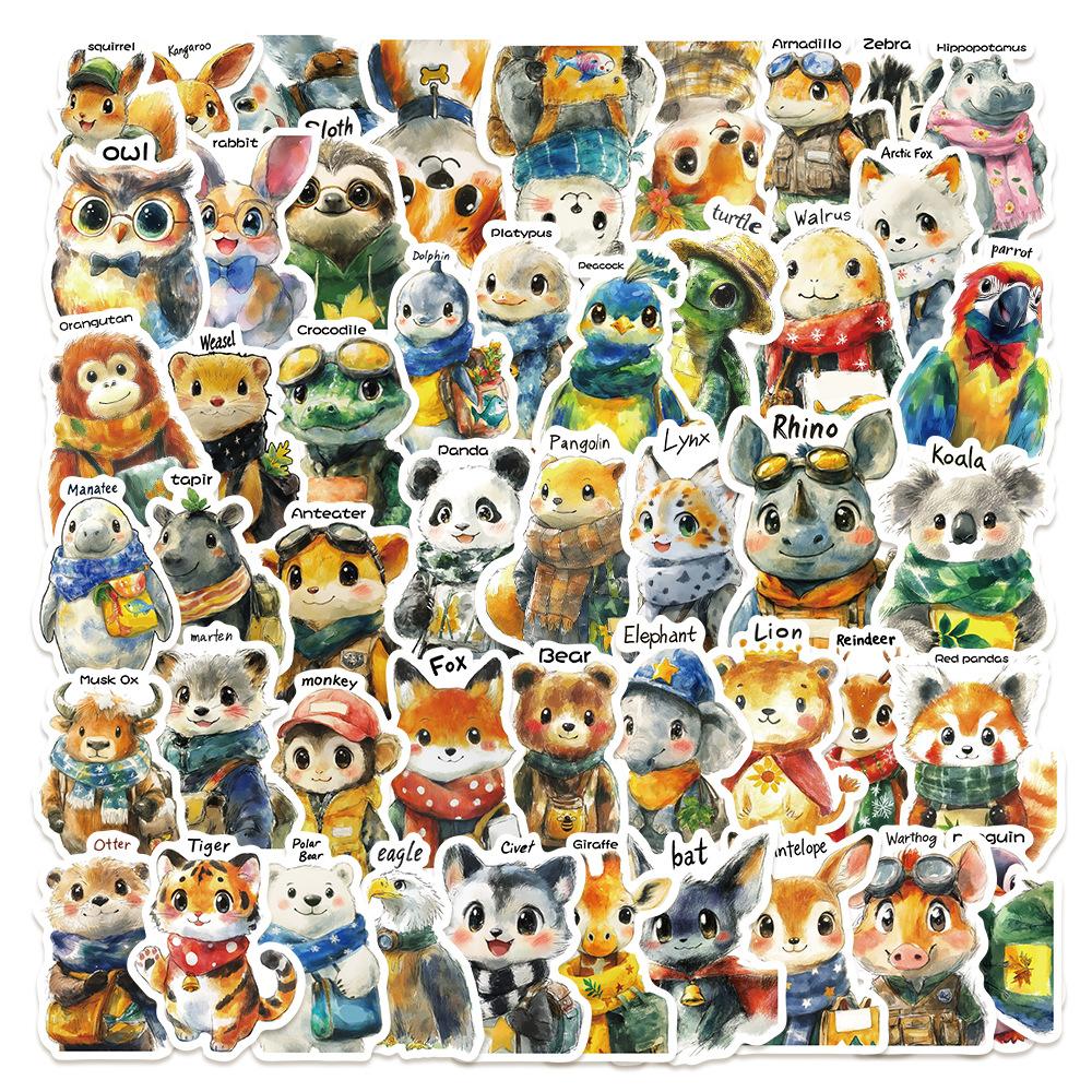50pcs Set Cute Fantastic Animal Graffiti Stickers Aesthetic Artwork for Fridge Laptop Phone Diary Stationery Kids Creative Toy