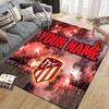 Custom Name,Atlético Madrid Home Sofa Decoration for Living Room & Bedroom, Non‑Slip Play Flannel Floor Mat for Game Room