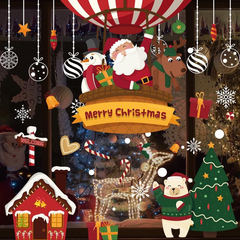 Merry Christmas Wall Stickers Window Glass Festival Wall Decals Santa Murals New Year Christmas Decorations for Home Decor