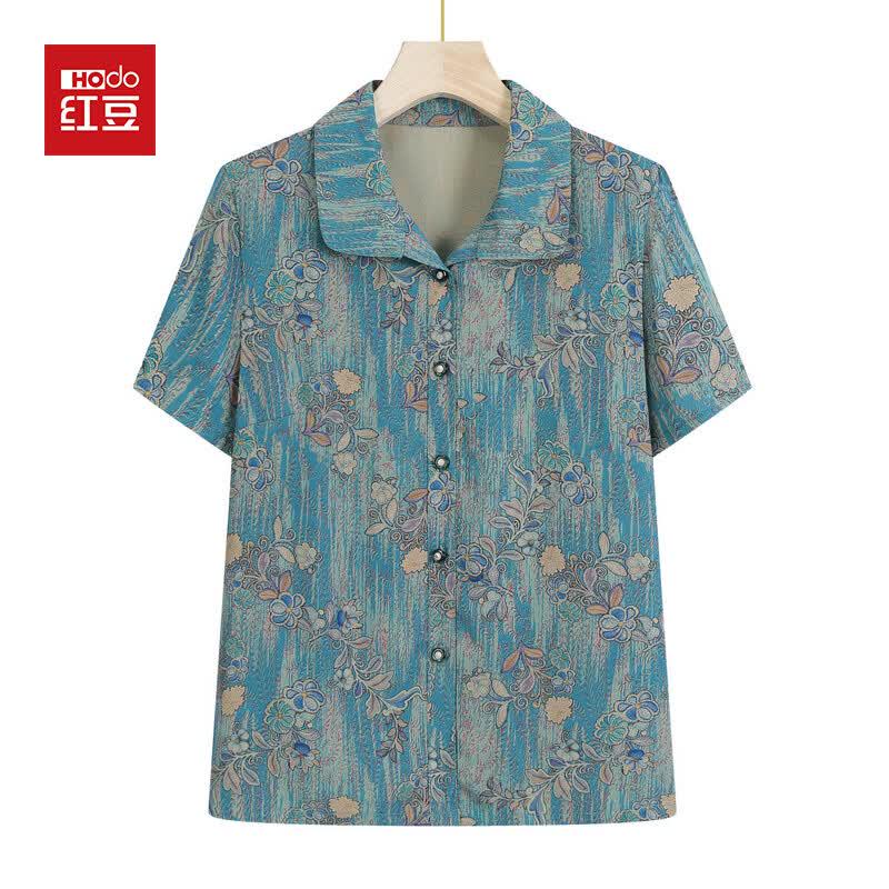 Hodo Women s Summer Lapel Shirt 2XL синий