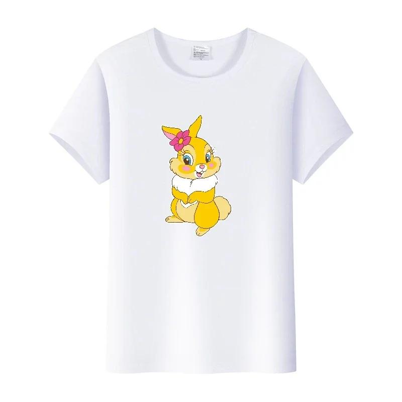 Casual Clothes for Blouse Cartoon Bambi T-shirts 2024 Summer Crop Tops Loose Harajuku Short Sleeve Tshirts Unisex
