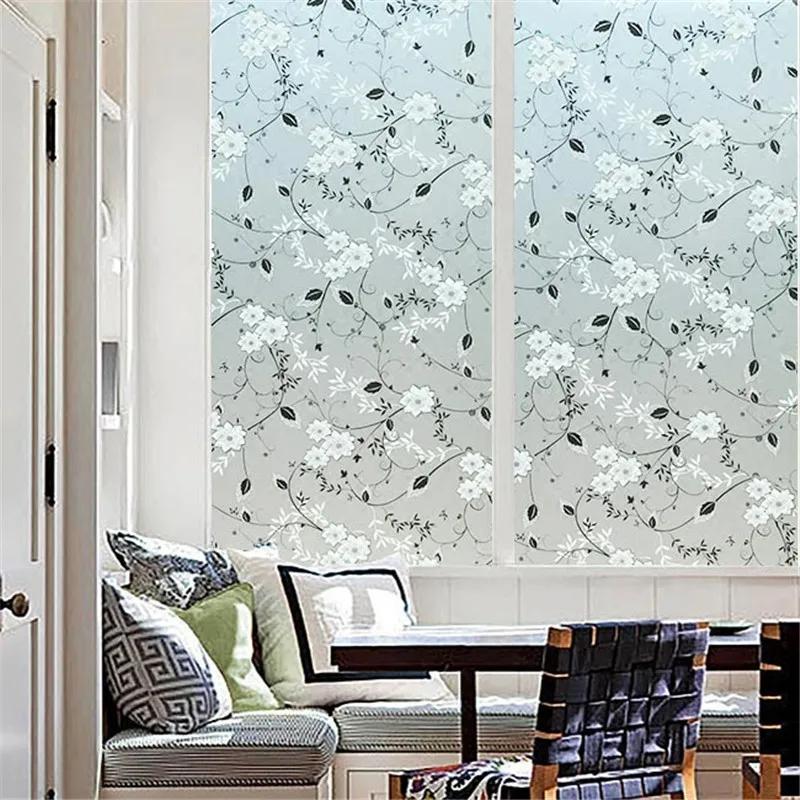 Decorative Privacy Vinyl Window Adhesive Film Window Sticker Decals Waterproof Sun UV Protection Bamboo Sliding Door Bathroom