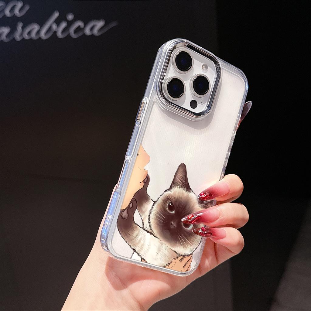 Cute Siamese Cat Phone Case for iPhone 17 Air 16E 16 15 Pro Max 14 Plus 13 12 Mini X Xs 8 7 Soft TPU Cover Coques Accessory