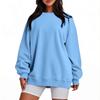 Unisex Crew Neck Long Sleeve Loose Fit Casual Top Solid Color Basic Sweatshirt Korean Fashion Pullover Blouse