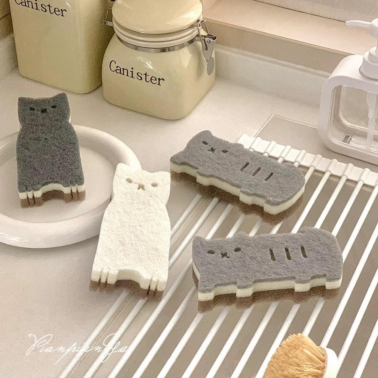 

Очаровательный котенок губка люфа толстая кухонная мочалка для мытья посуды