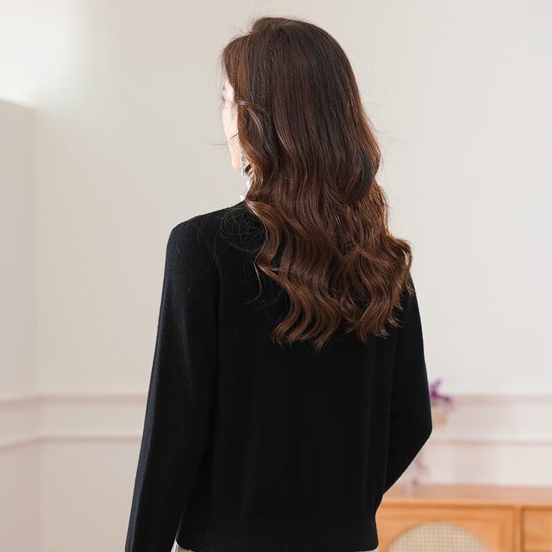 FENGXUN Women's Faux Two-Piece 100% Wool Knit Sweater