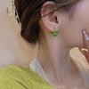 925 Silver Needle Green Opal Earrings Women's Design Sense Niche Explosive Ear Buckle Earrings Summer Ears