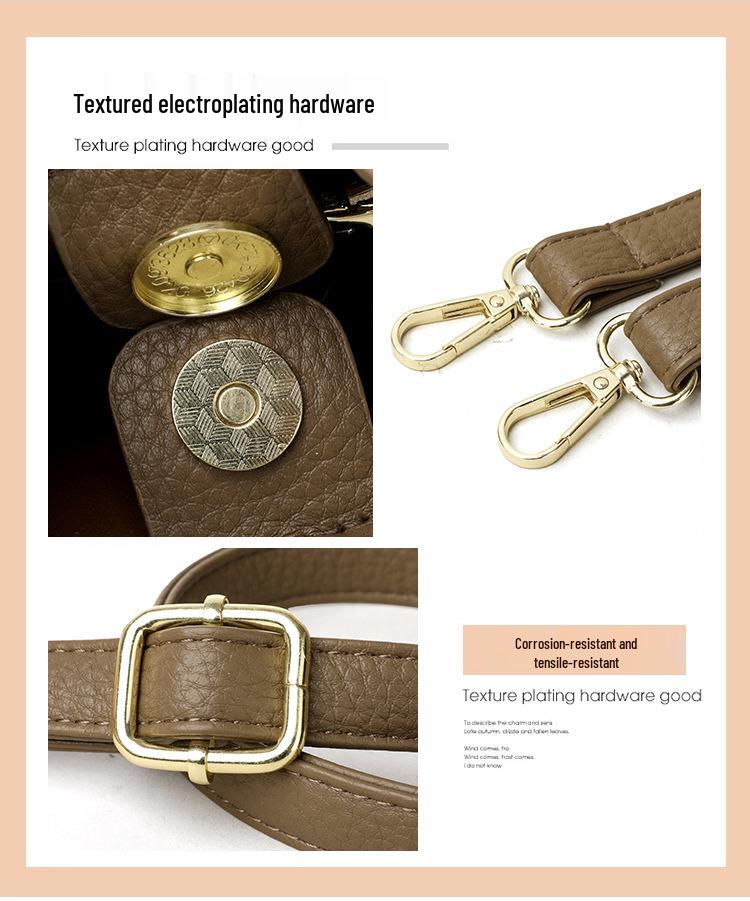 2025 High-End Genuine Leather Women's Shopping Basket Bag with Double-Sided Texture and Leather Tag.