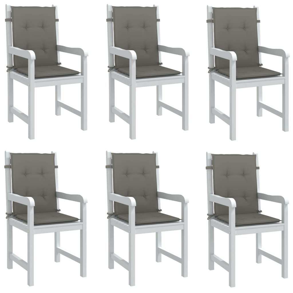 Low Back Chair Cushions 6 Pcs Dark Grey 100 X 50 X 4 Cm Fabric