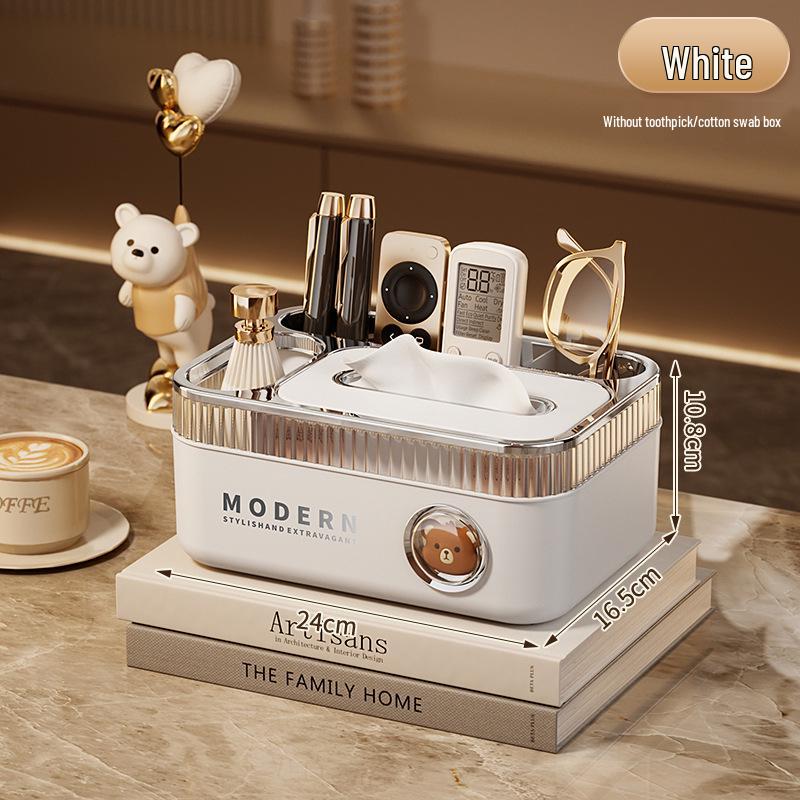 Elegant Multifunctional Tissue Box with Remote Storage for Living Room or Bedroom