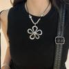 Elegant Flower Pendant Necklace Adjustable Cord Necklace Long Rope Necklace Alloy Texture for Fashion Enthusiasts