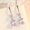 1 Pair Korean Style Hook Earrings Dolphin Design Shiny Rhinestones Drop Earrings Women Mid-length Earrings
