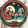 Vintage Christmas Tin Sign Santa Sleigh Metal Wall Art Home Decor