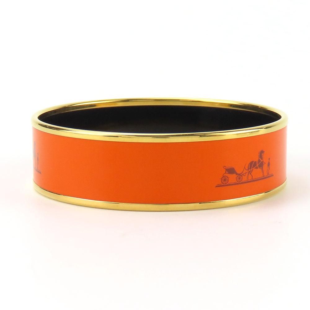 Used HERMES Bangle Emilel GM Metal 32.9g Orange Bracelet