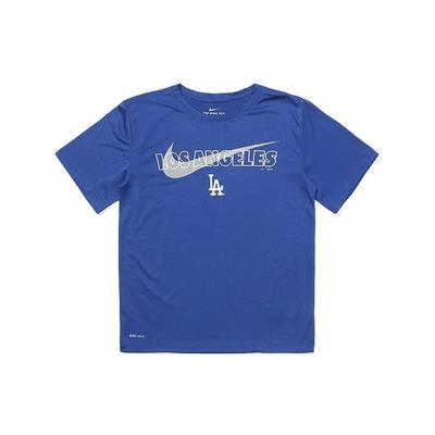 Los Angeles Dodgers Big Swoosh Double Logo Color Block Casual Short Sleeve T-Shirt Kids Tops Royal-Blue 3Z3B7SAHG-LAD