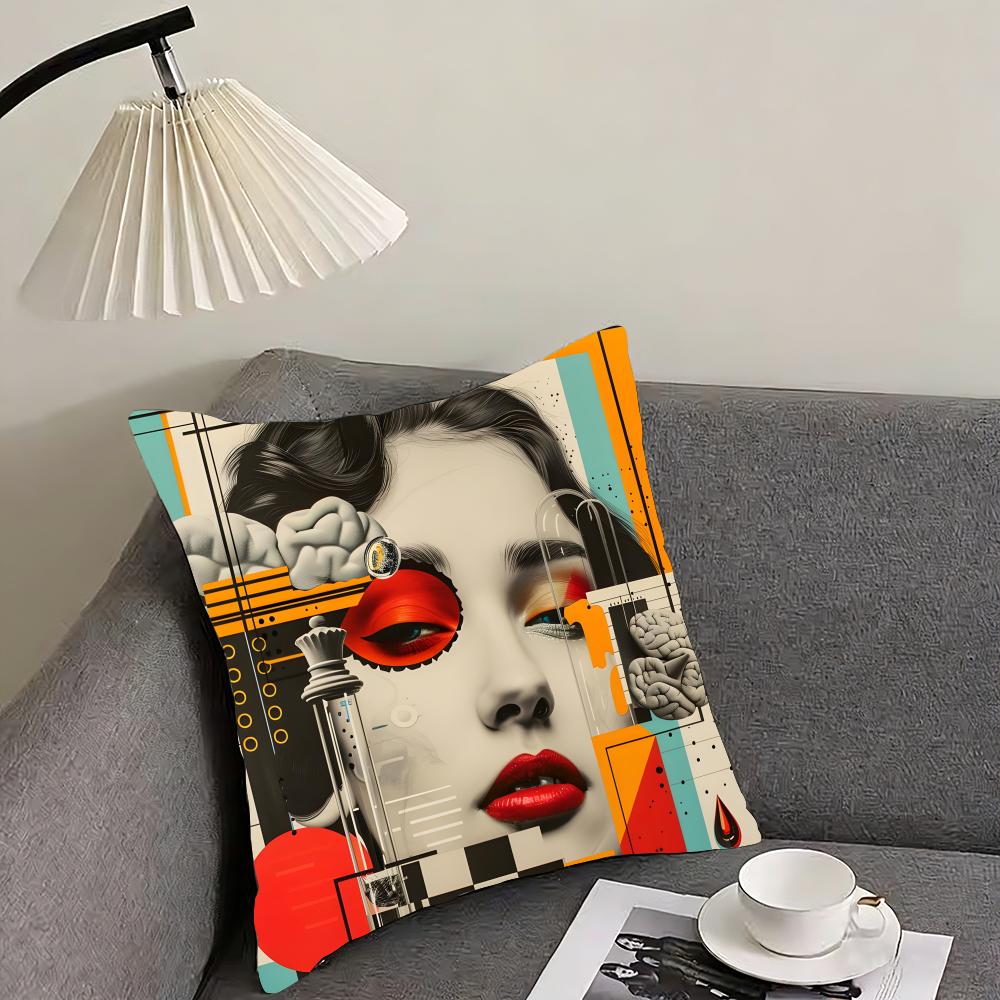 Retro Poster Luxury Cushion Cover Pillowcase Ultra Soft Skin Friendly Fabric Cloud Like Comfort & Concealed Zipper