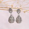 Silver Plated Floral Pattern Drop Earrings Metalwork Romantic Flower Sphere Dangle Earrings For Women Girls Lover Valentine'