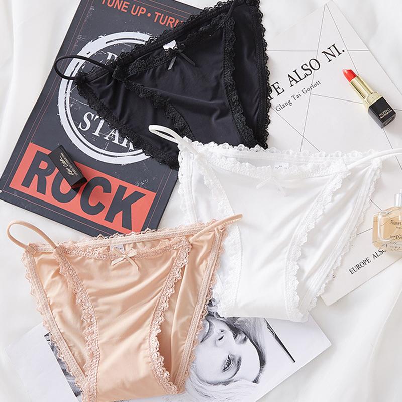 Buz İpek Dikişsiz Kadın İç Çamaşırı Seksi Düşük Bel Dantel Kenarlı İç Çamaşırı İnce Nefes Alabilir İç Çamaşırı