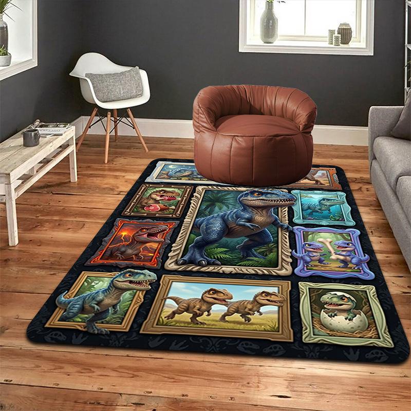 Dinosaur Collection Pattern Rug Floor Mat for Living Room or Bedroom Soft and Comfortable Carpet a Gift for Birthday and Holiday.