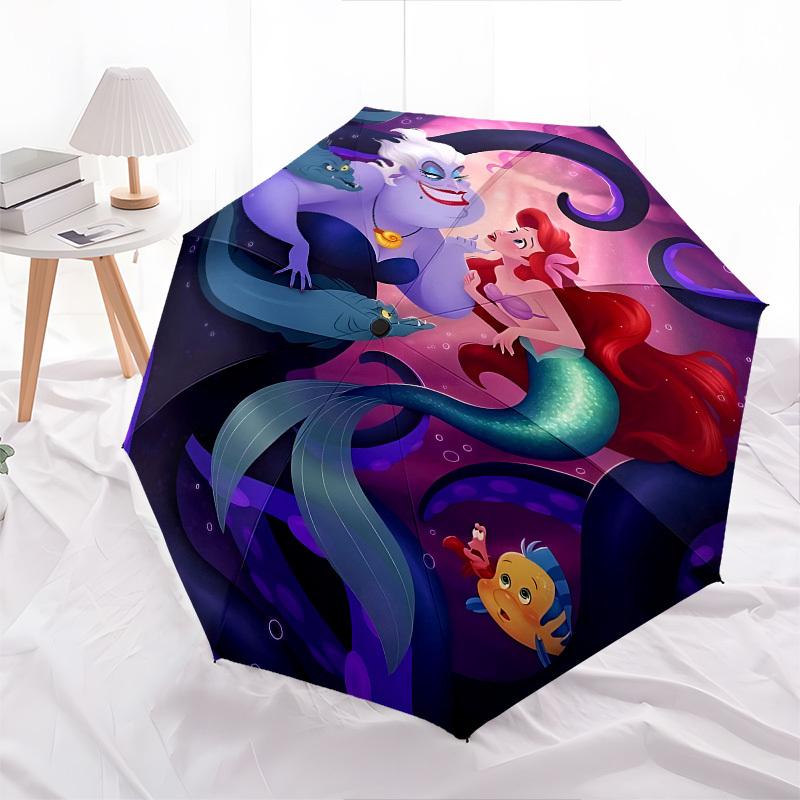 Mermaid Themed Automatic Opening and Closing Umbrella, Brightly Colored 8-rib Portable Umbrella, Suitable for Men and Women, A Perfect Gift for Christ
