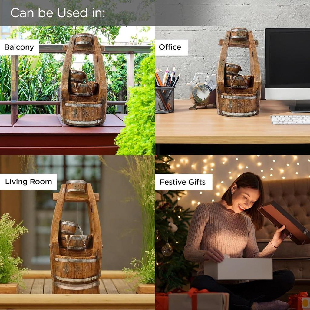 Tabletop Water Fountain for Home Decor (48cm) LED Lights | Waterfall Fountains for Living Room, Garden, Office, Reception,Tabletop