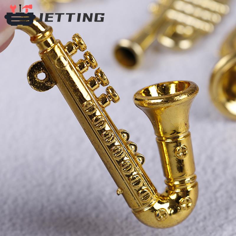 7PCS Mini Plastic Gold Musical Instrument For Christmas Tree Hanging Xmas Decor Gift Collecting Musical Toy