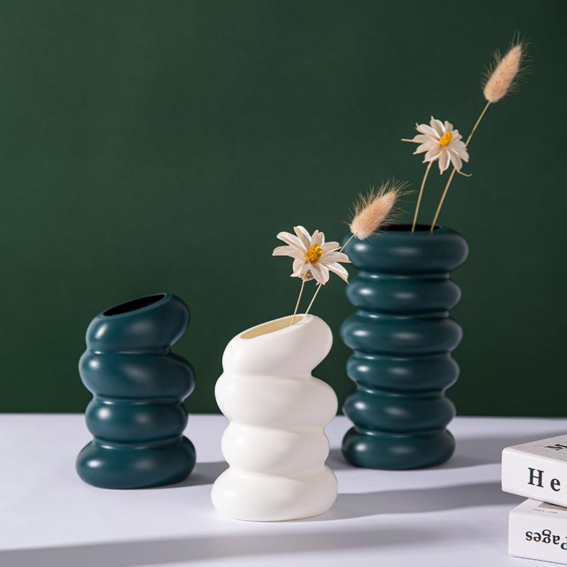 Jarrón de plástico decorativo con forma de flor nórdica para plantas, adorno estético para escritorio, decoración para sala de estar