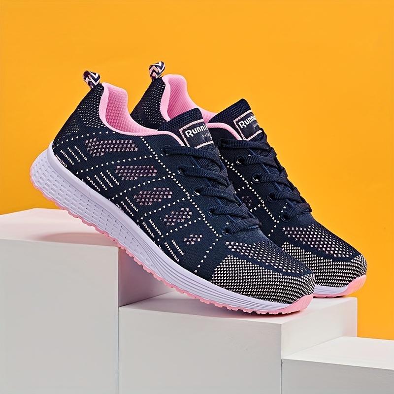 Dámské prodyšné šněrovací tenisky pro volný čas, pohodlná vycházková obuv, sportovní obuv, běžecká obuv