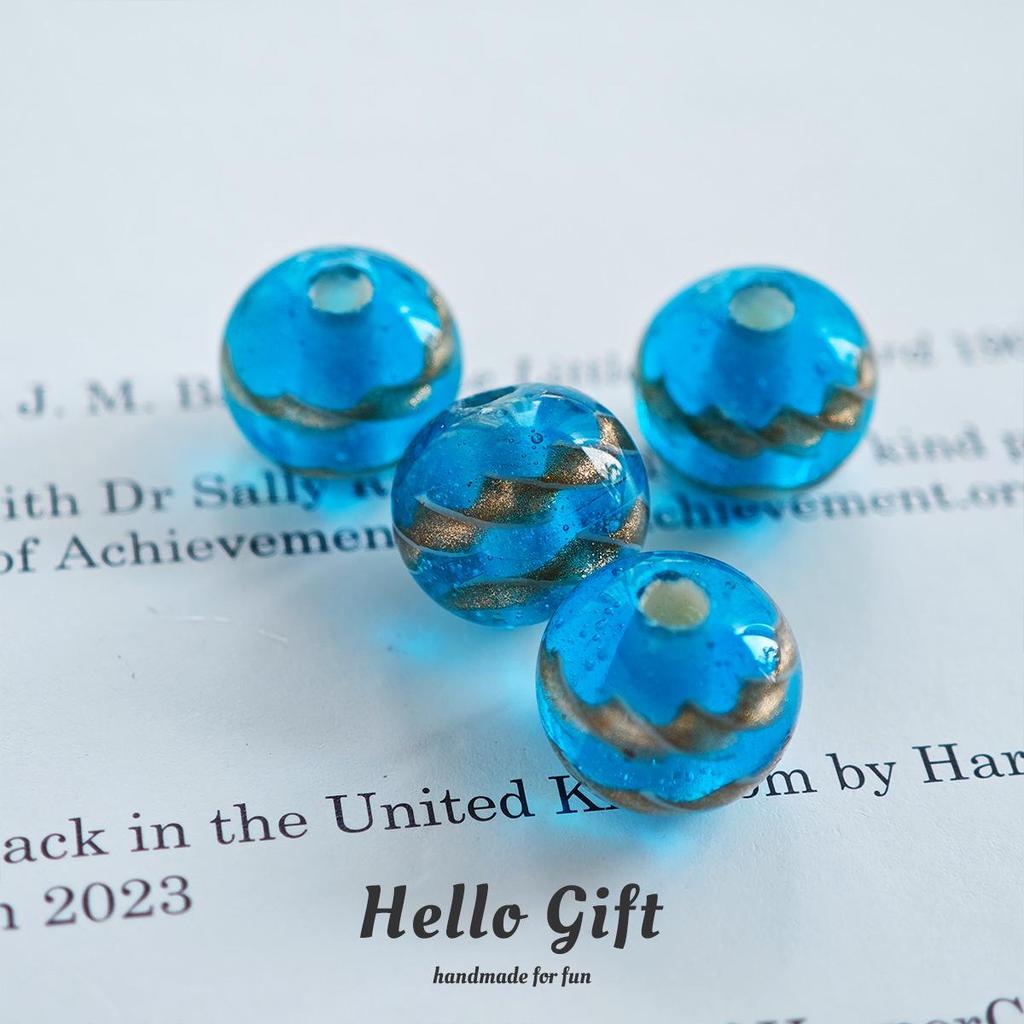 12mm West Asian Threaded Ribbon Candy Color Round Glass Beads for DIY Handmade Crafts