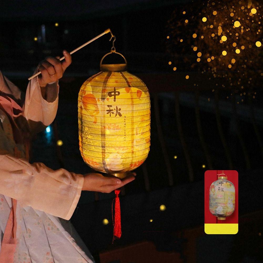 Luminous Chinese Handheld Lantern Traditional Festival Portable Mid Autumn Lantern Red Lucky Antique Paper Lantern