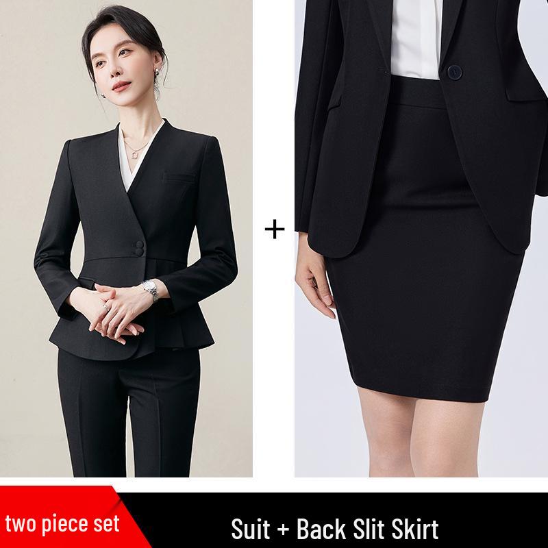 

Women s Elegant Blazer and Skirt Set - Professional Workwear for Spring and Autumn S - up to 90 jin