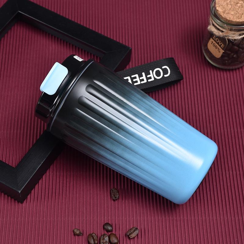 New Stylish Gradient Steel Thermos Cup American Outdoor Will Carry Rope Handy Cup Coffee Cup Durable Durable Useful