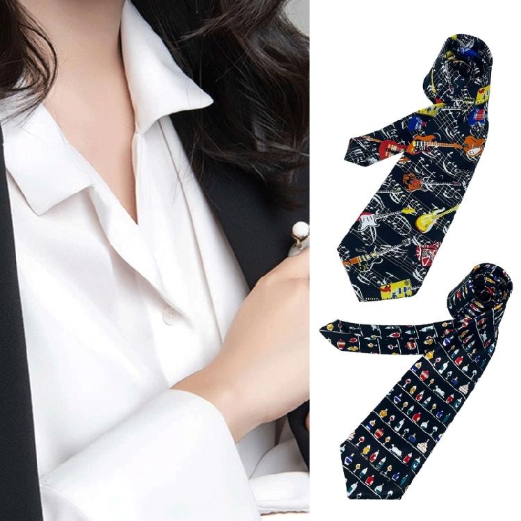 Polyester Silk Necktie Musical Instrument Wine Bottle Graphics Print Shirt Long Tie Business Casual Attires Essential