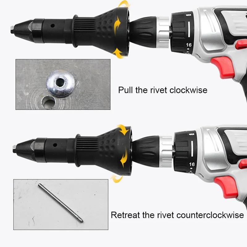 Riveting Drill Adapter Electric Pull Rivet Nut Gun Conversion Adapter Cordless Rivet Adaptor Nut Tools Riveting Drill Adapter