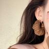 Autumn and winter exaggerated knitted wool round earrings earrings fashion temperament earrings women