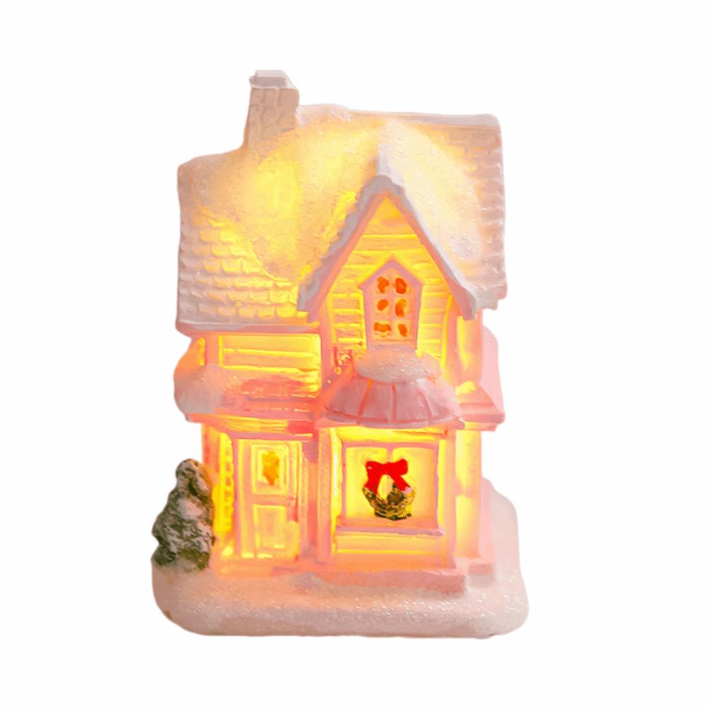 Resin Christmas Glowing Small House Cute Christmas House Ornament  Home Xmas Decor