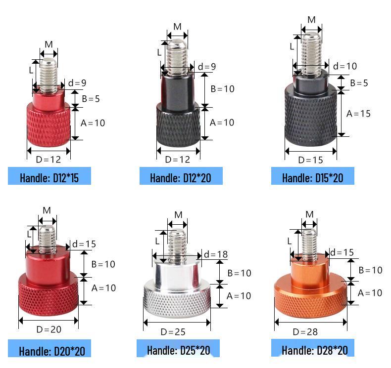 Aluminum Alloy Hand-Tightening Screw with Stainless Steel Bolt, M3-M12