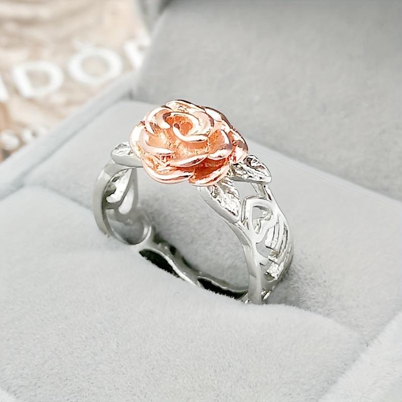 1pc Fashion Flower Ring Vintage Two-tone Engagement Ring