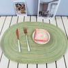 2pcs Washable Boho Oval Braided Placemat Hand-woven Heat Insulation Pad  Dining Table