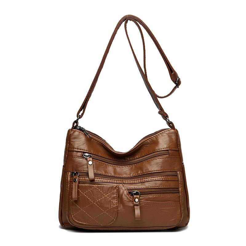 Large Capacity Shoulder Bag Women's Crossbody Bag Multi-Layer PU Middle-Aged Mother Bag