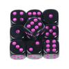 Set di 10 dadi neri rotondi da 16 mm in acrilico a 6 facce con pallini colorati per giochi da tavolo