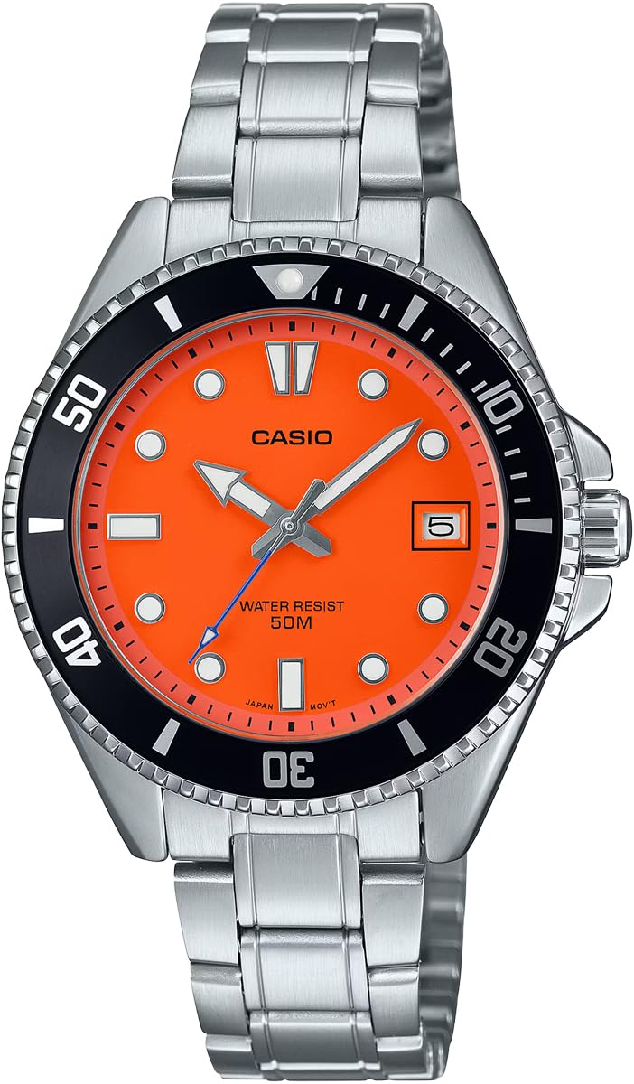 

CASIO Стандартные аналоговые часы для мальчиков и девочек с оранжевым металлическим ремешком, модель Overseas [Casio] MDV-10D-4A1V Женские [Товар]