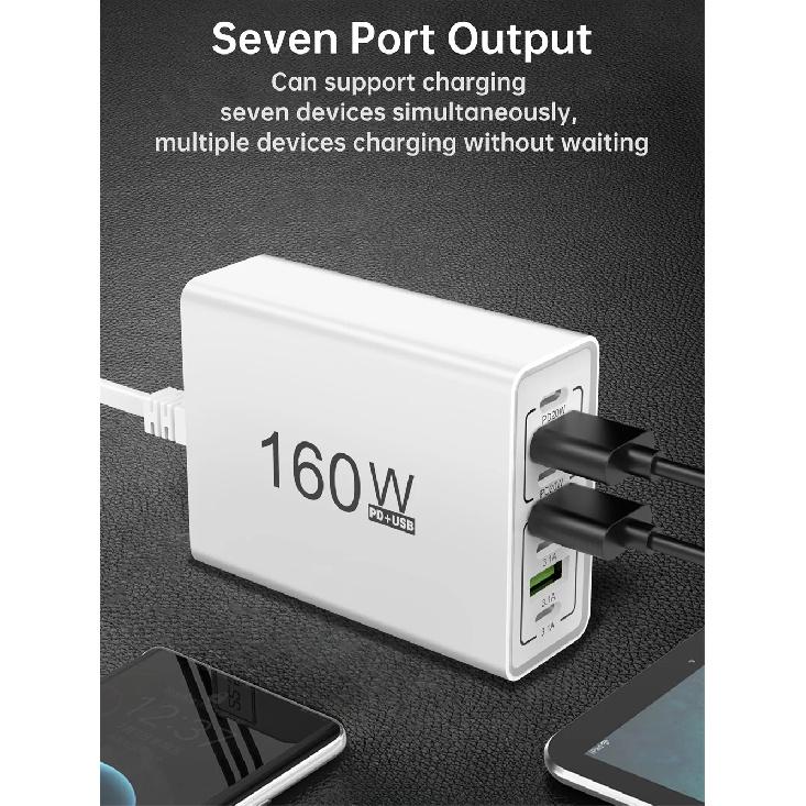 160W Multi Ports USB Charger Power Strip Type C Fast Charging Phone Charger Power Adapter Quick Charge EU/US Plug Travel Charger