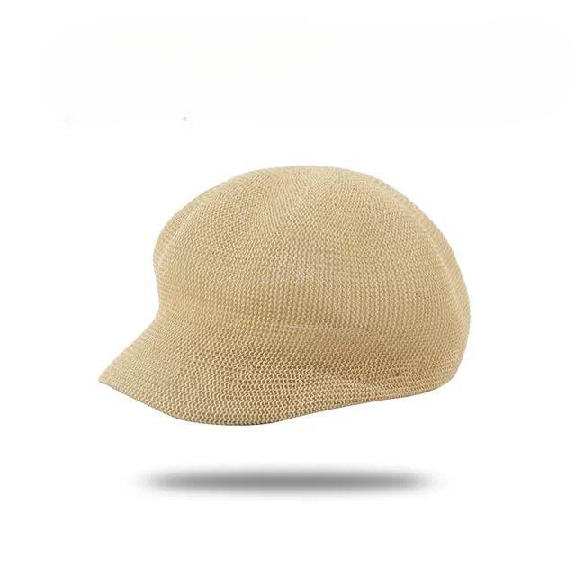 Женская соломенная вязаная шапка, дышащая шапка от солнца, летняя шапка бежевый