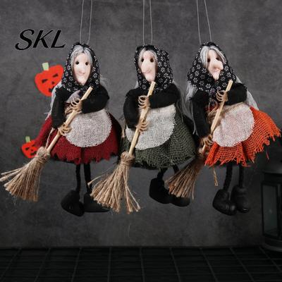 Realistic Halloween Patterns Witch Broomstick Hanging Ornament, Spooky Fabric Pendant for Party Bar Indoor Decor Home, Trick or Treat Festive
